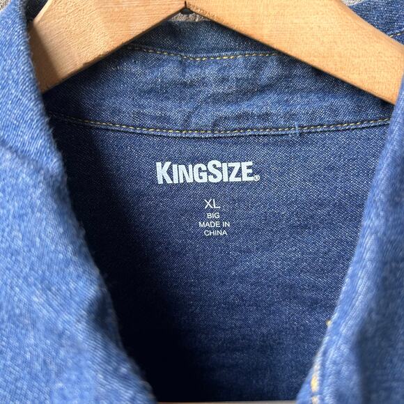 King Size Mens Denim Snap Down Shirt Size XL - Picture 3 of 4